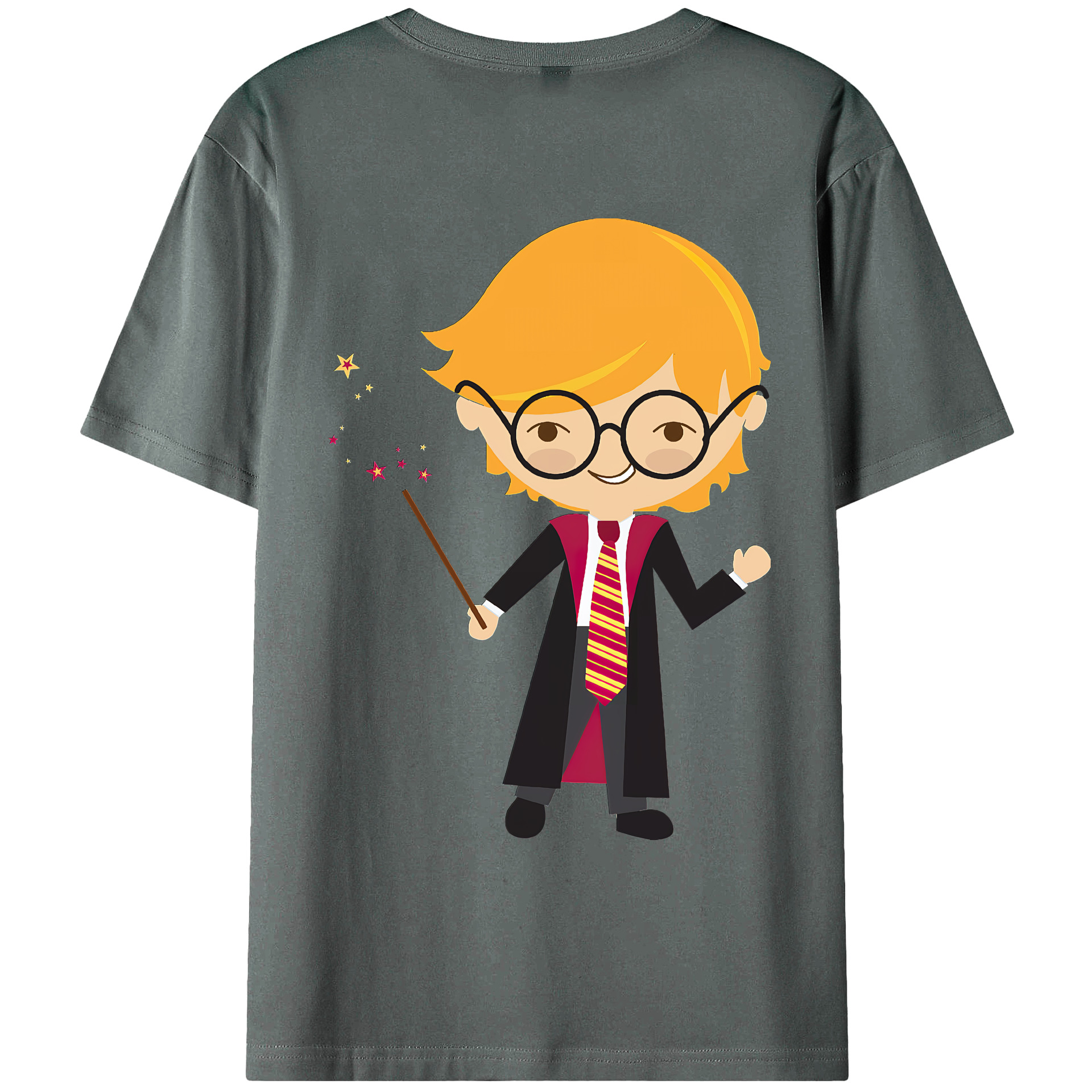 （画像用） Harry Potter ハリー・ポッターシリーズ 綿100％ メンズ半袖Tシャツ（バックプリント） 通気性
